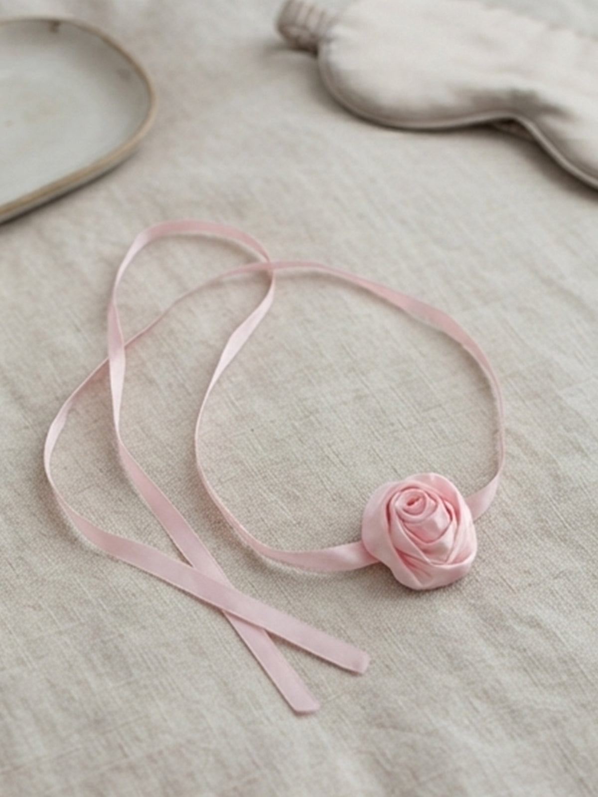 Satin Rose Wrap Necklace with polyester fabric | NA918-01 | image 4
