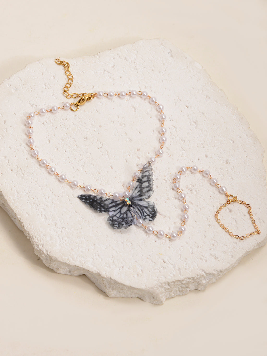 Faux Pearl Butterfly Toe Anklet with zinc alloy details | JL7398-01 | image 4