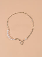 Silver-Tone Asymmetric Heart Necklace with zinc-alloy hardware | NA589-01 | image 4