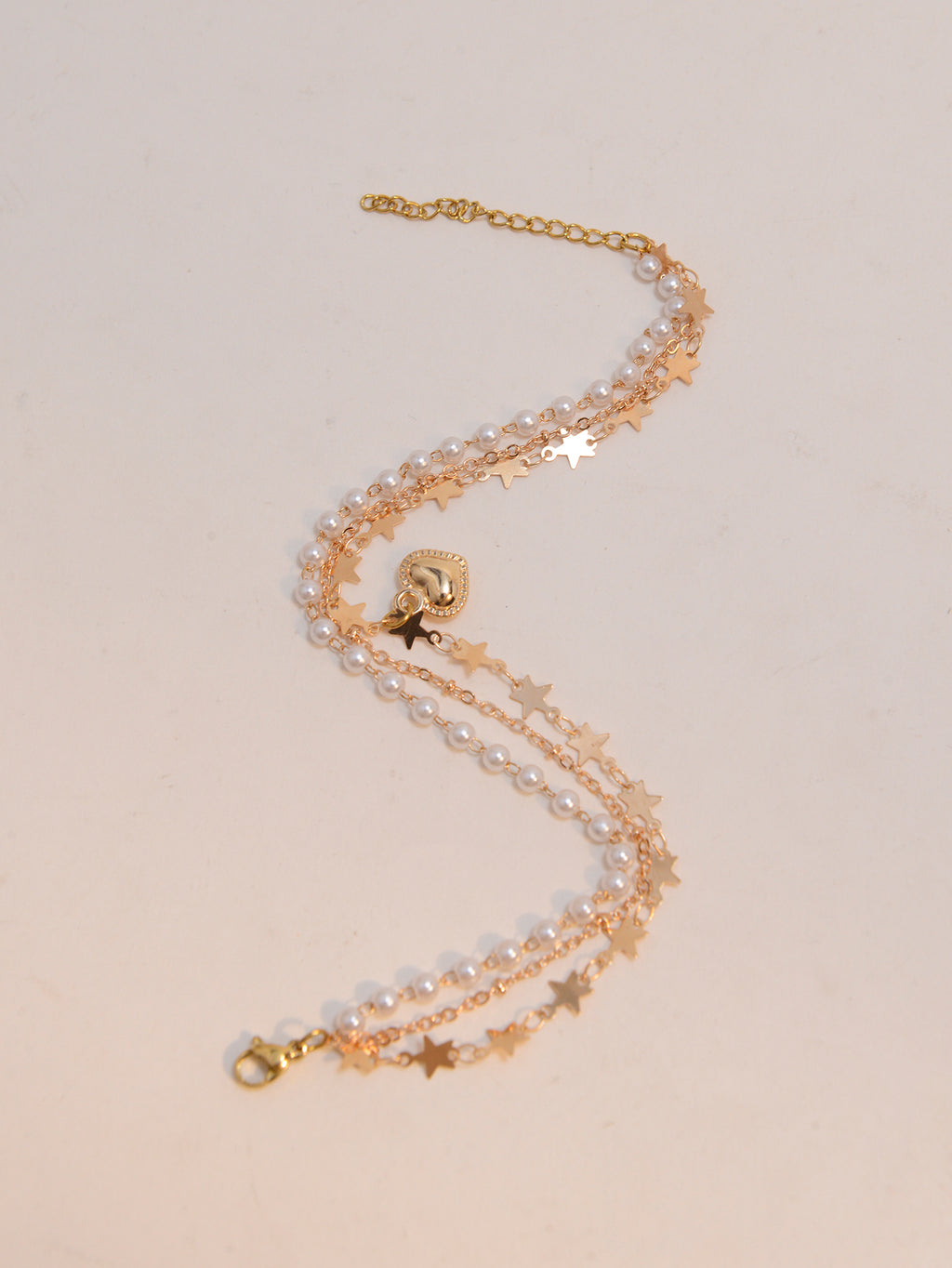 Faux Pearl Star Heart Anklet with zinc alloy details | JL7394-01 | image 4
