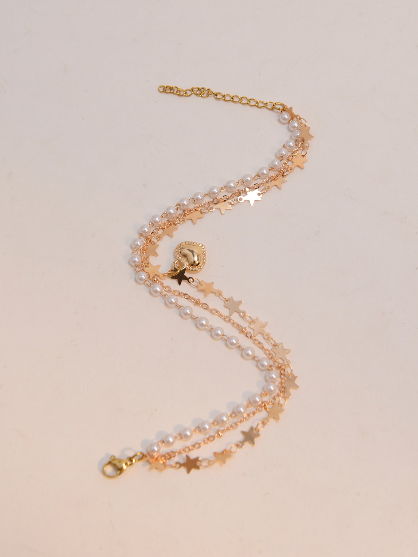 Faux Pearl Star Heart Anklet with zinc alloy details | JL7394-01 | image 4