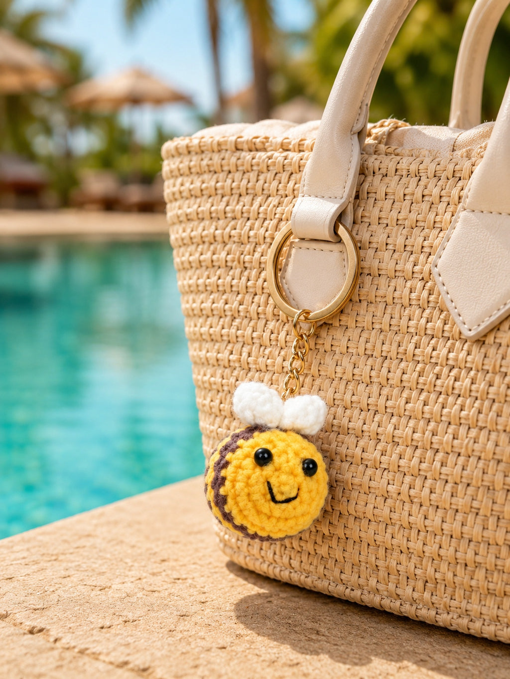 Yellow plush bee keychain and bag charm | KCA067-01 | image 4