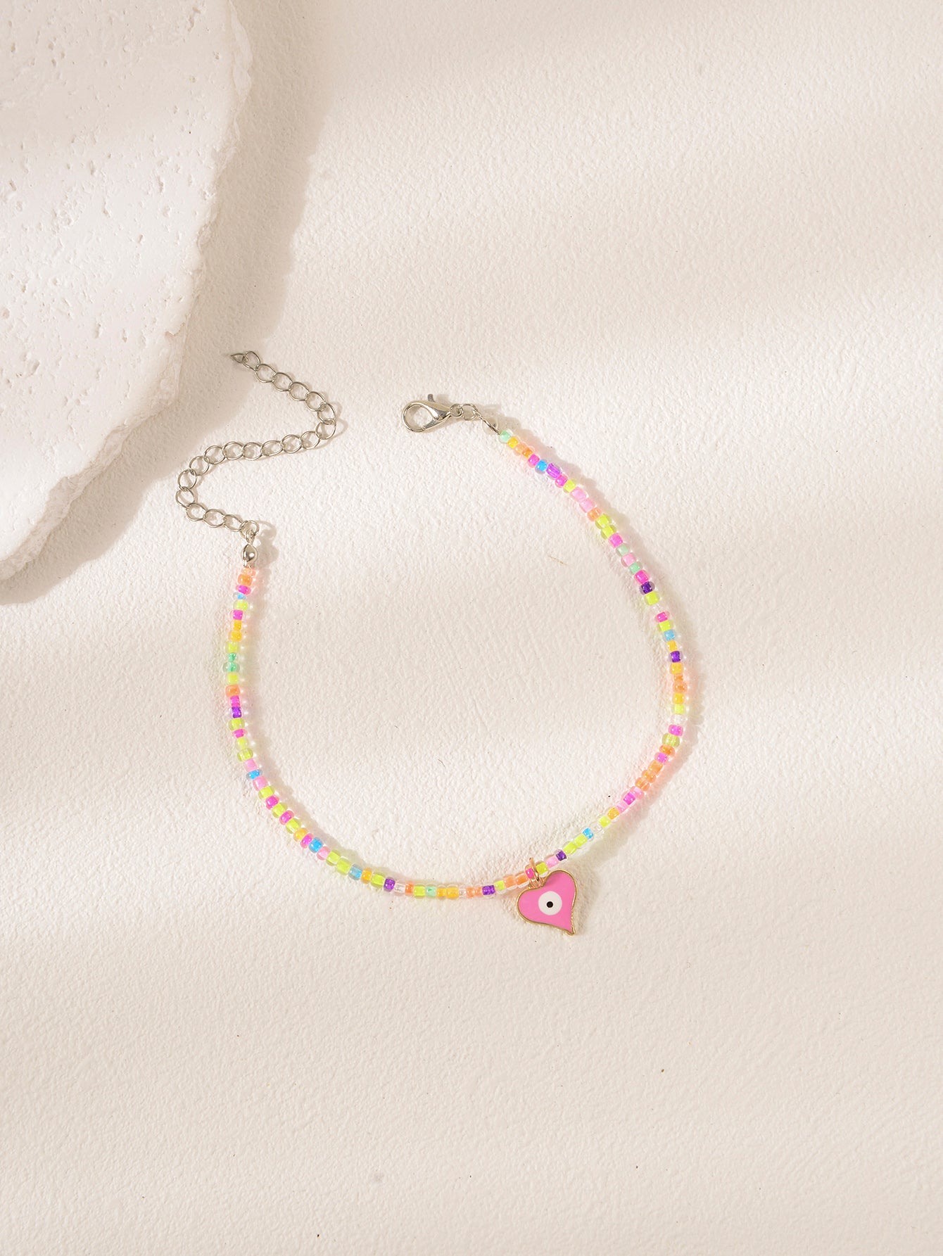 Multicolor Beaded Heart Eye Anklet with polyester details | JL7358-01 | image 4