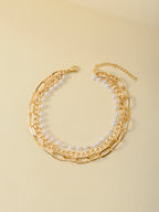 Triple-Layer Faux Pearl Anklet with zinc alloy details | JL7343-01 | image 4