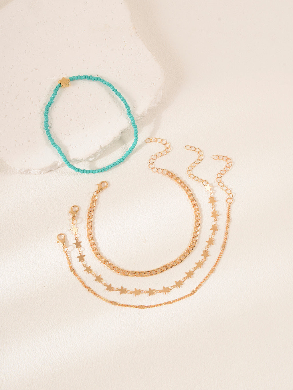 Heart Seed Bead Anklet Set with zinc alloy details | JL7345-07 | image 4