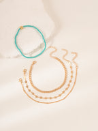Heart Seed Bead Anklet Set with zinc alloy details | JL7345-07 | image 4