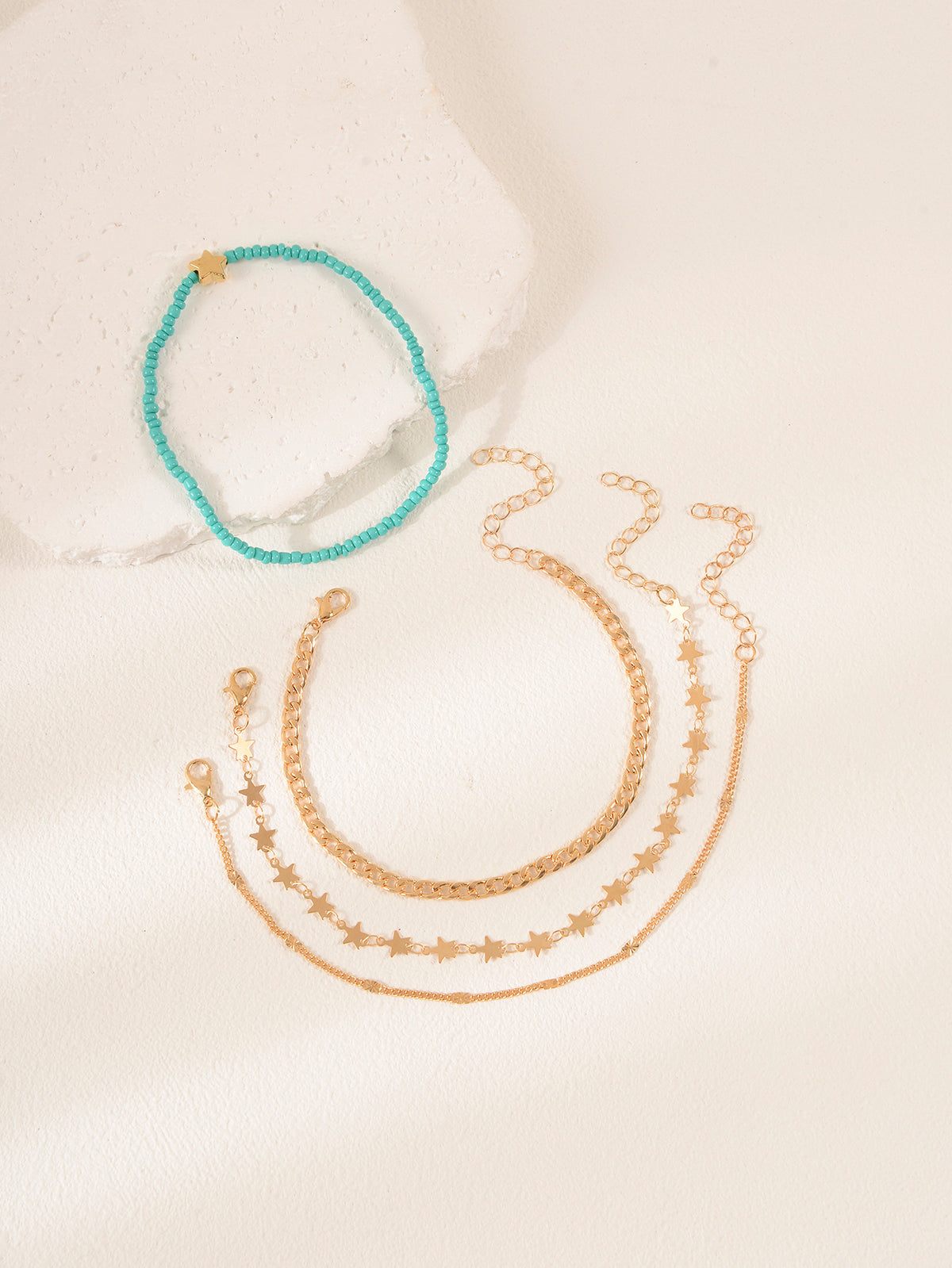 Heart Seed Bead Anklet Set with zinc alloy details | JL7345-07 | image 4