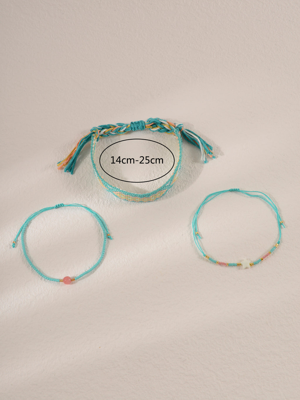 Light green star bracelet set with three adjustable pieces | BRA053-01 | image 5