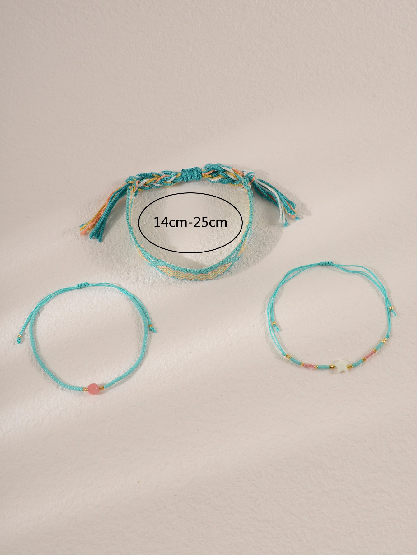 Light green star bracelet set with three adjustable pieces | BRA053-01 | image 5