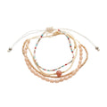 Beige braided three-piece bracelet set with adjustable pull cords | BRA558-01 | image 1