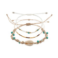 White braided three-piece bracelet set with adjustable pull cords | BRA559-01 | image 1
