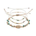 White braided three-piece bracelet set with adjustable pull cords | BRA559-01 | image 1
