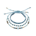 Blue braided three-piece bracelet set with adjustable pull cords | BRA567-01 | image 1