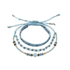 Blue braided three-piece bracelet set with adjustable pull cords | BRA567-01 | image 1