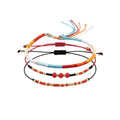 Red braided three-piece bracelet set with adjustable pull cords | BRA575-01 | image 1