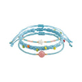 Blue braided three-piece bracelet set with adjustable pull cords | BRA582-01 | image 1
