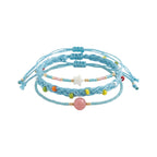 Blue braided three-piece bracelet set with adjustable pull cords | BRA582-01 | image 1