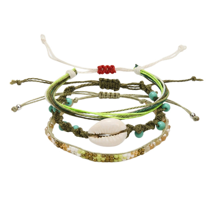 Green Braided Three-Piece Bracelet Set