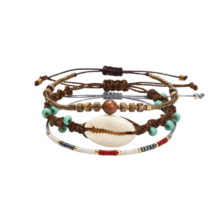 Brown Braided Three-Piece Bracelet Set