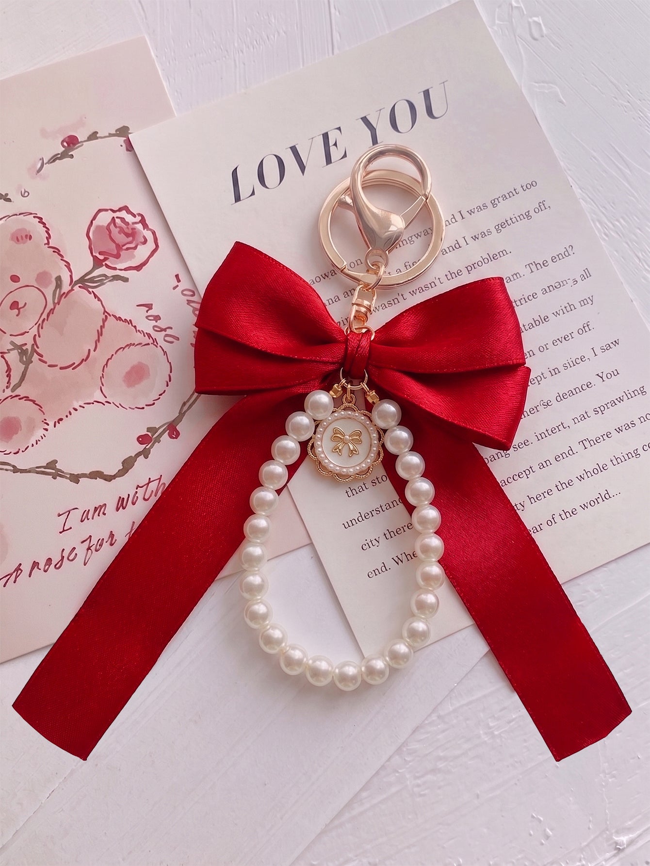 Pearl Bow Keychain KCA051-02 2