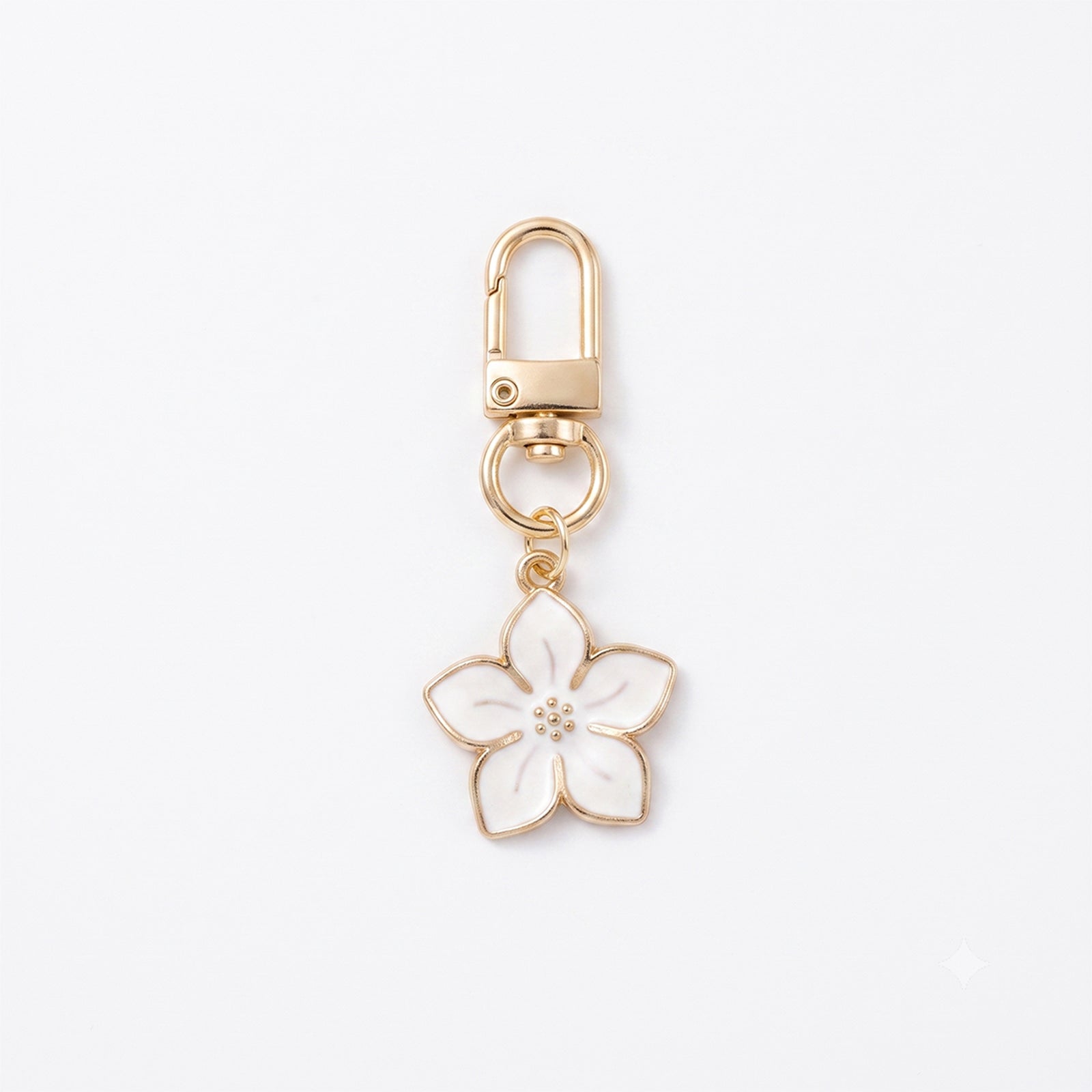 White cherry blossom keychain with floral accents