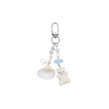 White flocked bear keychain with shell accent | KCA081-03 | image 1