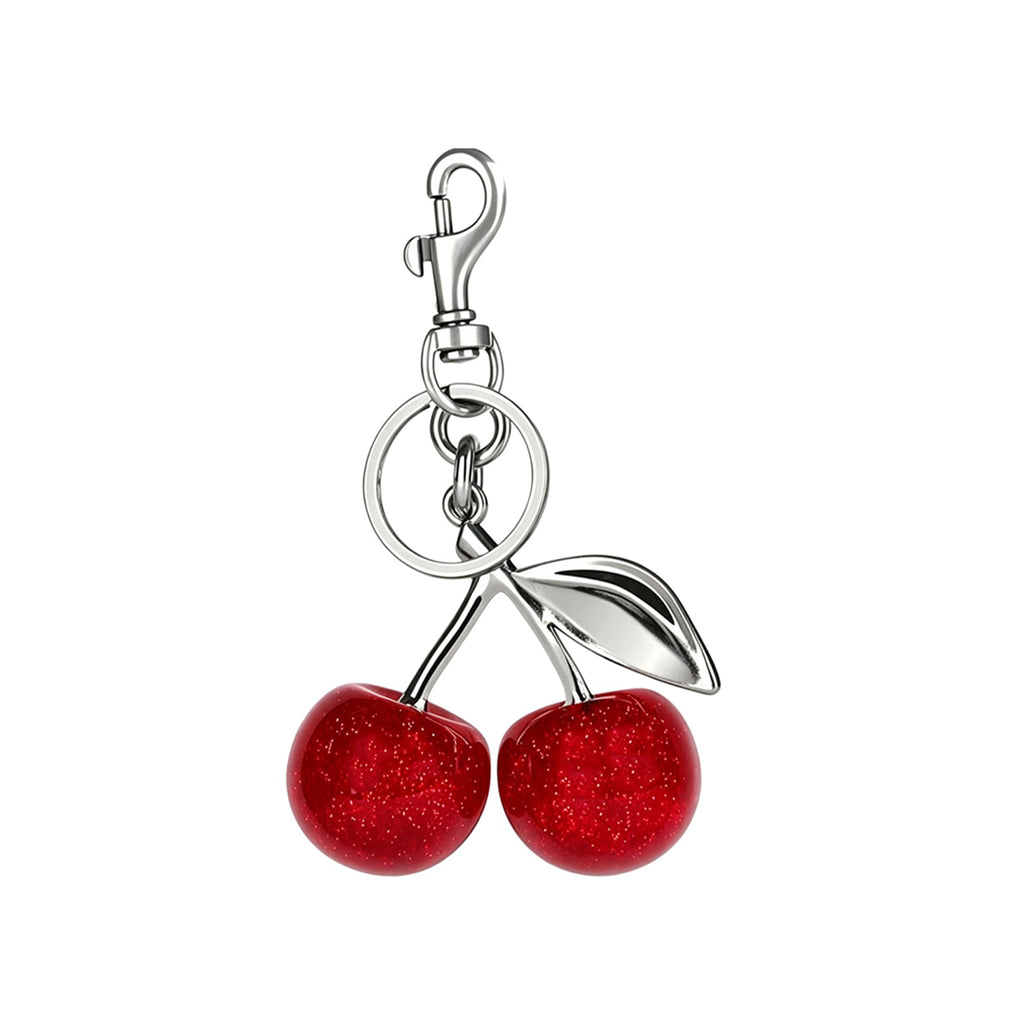 Red resin cherry keychain and bag charm | KCA084-02 | image 1