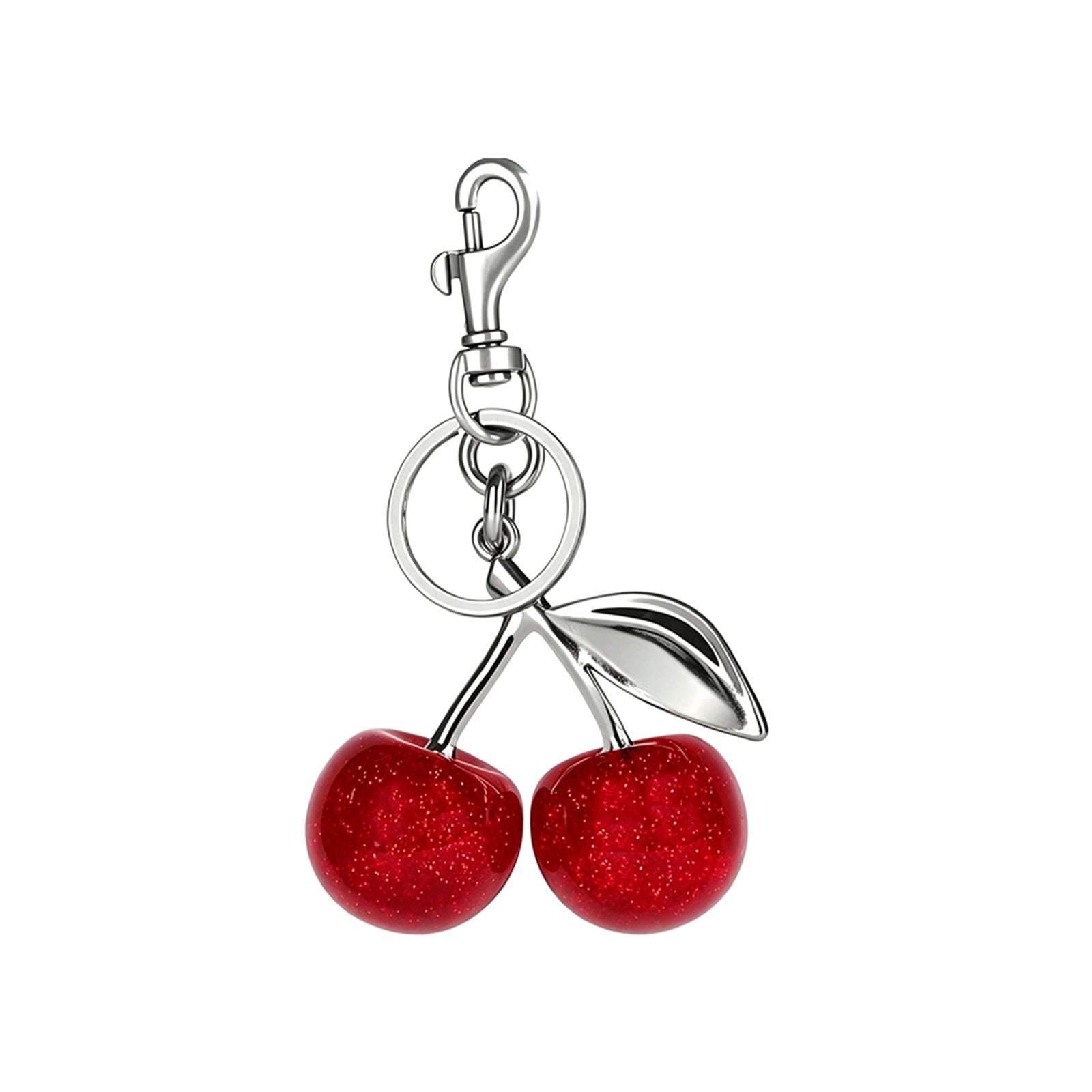 Red resin cherry keychain and bag charm | KCA084-02 | image 1